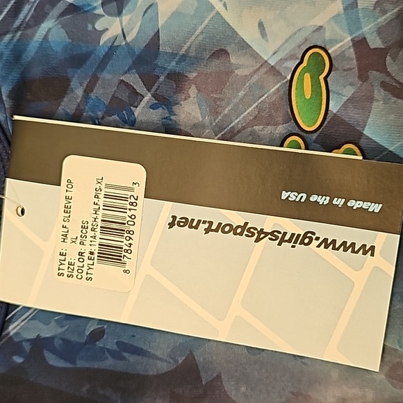 Girls4sport Half Sleeve Rash Guard Navy Fish Design Size XL NWT - Picture 7 of 7